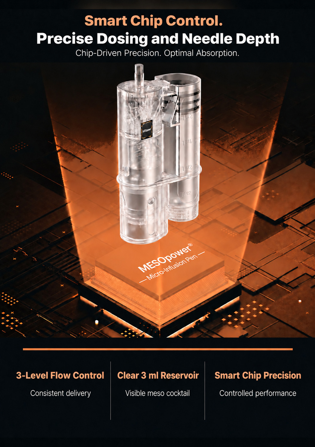 Transparent 3 ml reservoir with an integrated smart chip