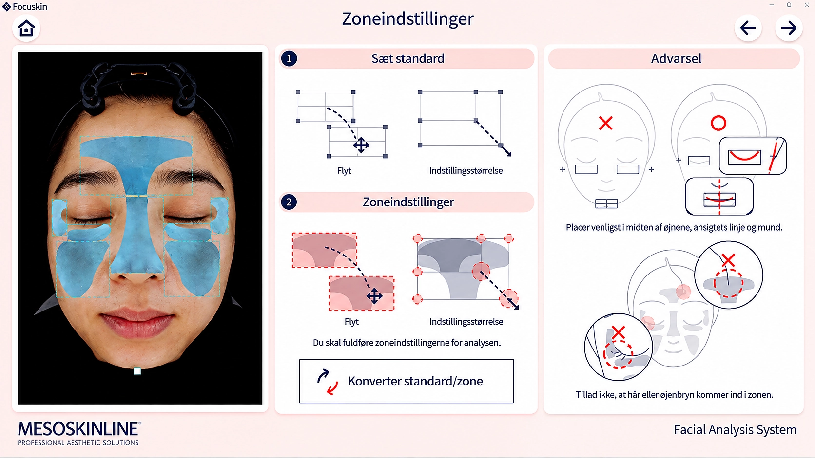 Focuskin manuel indstilling af analyseomr�der
