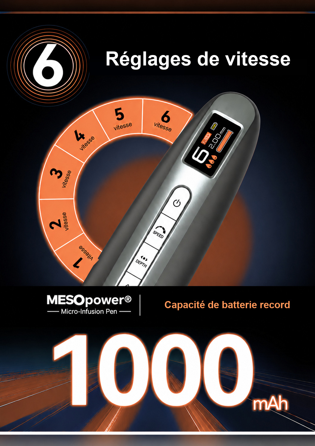 MESOpower MS7000 avec six r&eacute;glages num&eacute;riques de vitesse