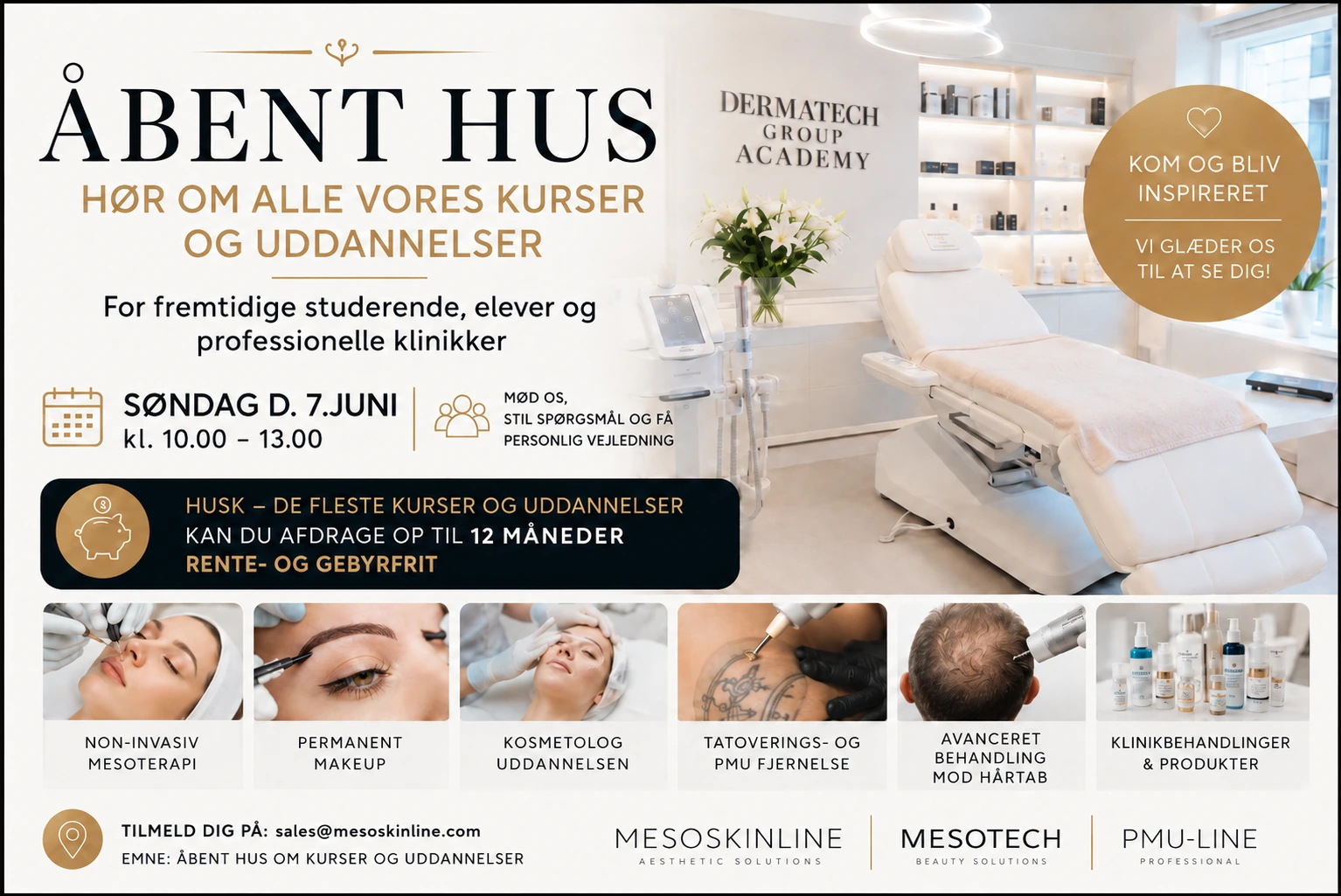 &Aring;bent hus om kurser og uddannelser hos Dermatech-Group Academy