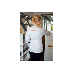 Clinic coat with logo in white and black (S, M, L, XL). Eco textile