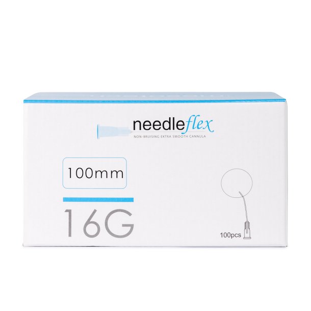 NEEDLEFLEX 16G - (100mm) 100 Flexible needle cannula with blunt tip and side hole