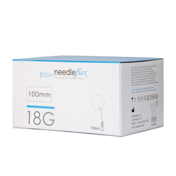 NEEDLEFLEX 18G - (50mm - 100mm) 100 Flexible needle cannula with blunt tip and side hole