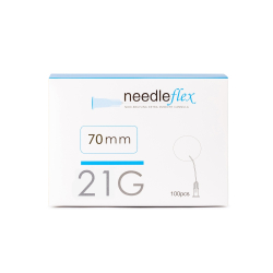 NEEDLEFLEX 21G - (70mm) 100 Flexible needle cannula with blunt tip and side hole