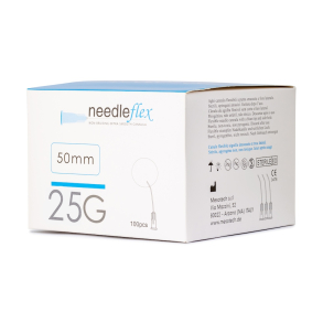 NEEDLEFLEX 25G - (38mm / 50mm)  100 Flexible needle cannula with blunt tip and side hole