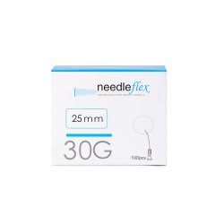 NEEDLEFLEX 30G - (25mm) 100 Flexible needle cannula with blunt tip and side hole