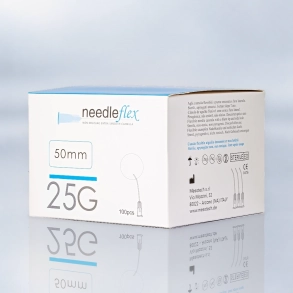 NEEDLEFLEX 25G -(38mm / 50mm) 100 Flexible needle cannula with blunt tip and side hole