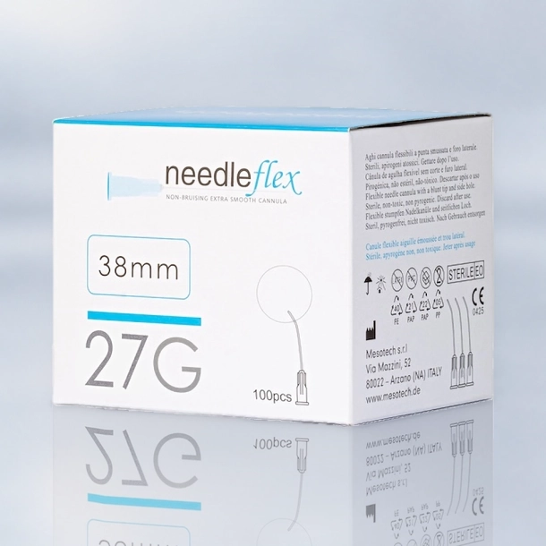 NEEDLEFLEX 27G - (38mm - 50mm) 100 Flexible needle cannula with blunt tip and side hole