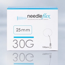 NEEDLEFLEX 30G - (25mm) 100 Flexible needle cannula with blunt tip and side hole